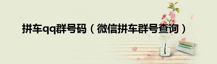 拼车qq群号码(微信拼车群号查询)