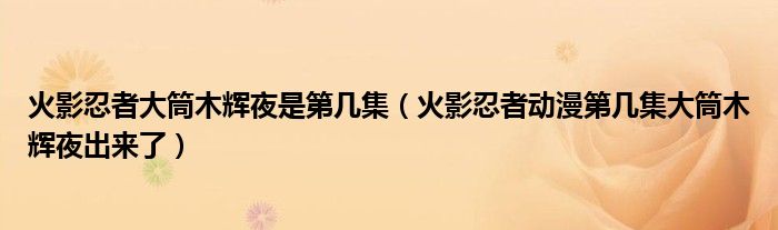 火影忍者大筒木辉夜是第几集(火影忍者动漫第几集大筒木辉夜出来了)