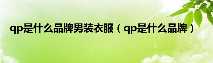 qp是什么品牌男装衣服(qp是什么品牌)