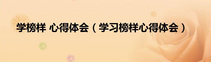 学榜样 心得体会（学习榜样心得体会）