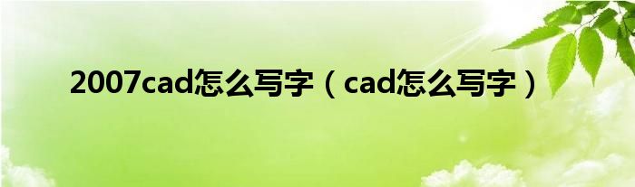 2007cad怎么写字(cad怎么写字)