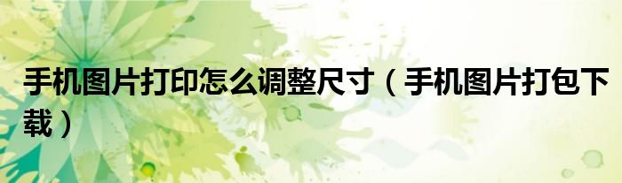 手机图片打印怎么调整尺寸（手机图片打包下载）