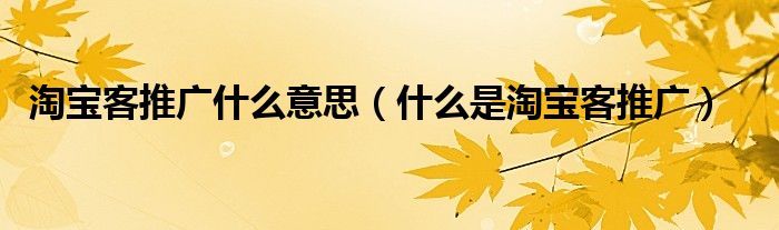 淘宝客推广什么意思(什么是淘宝客推广)